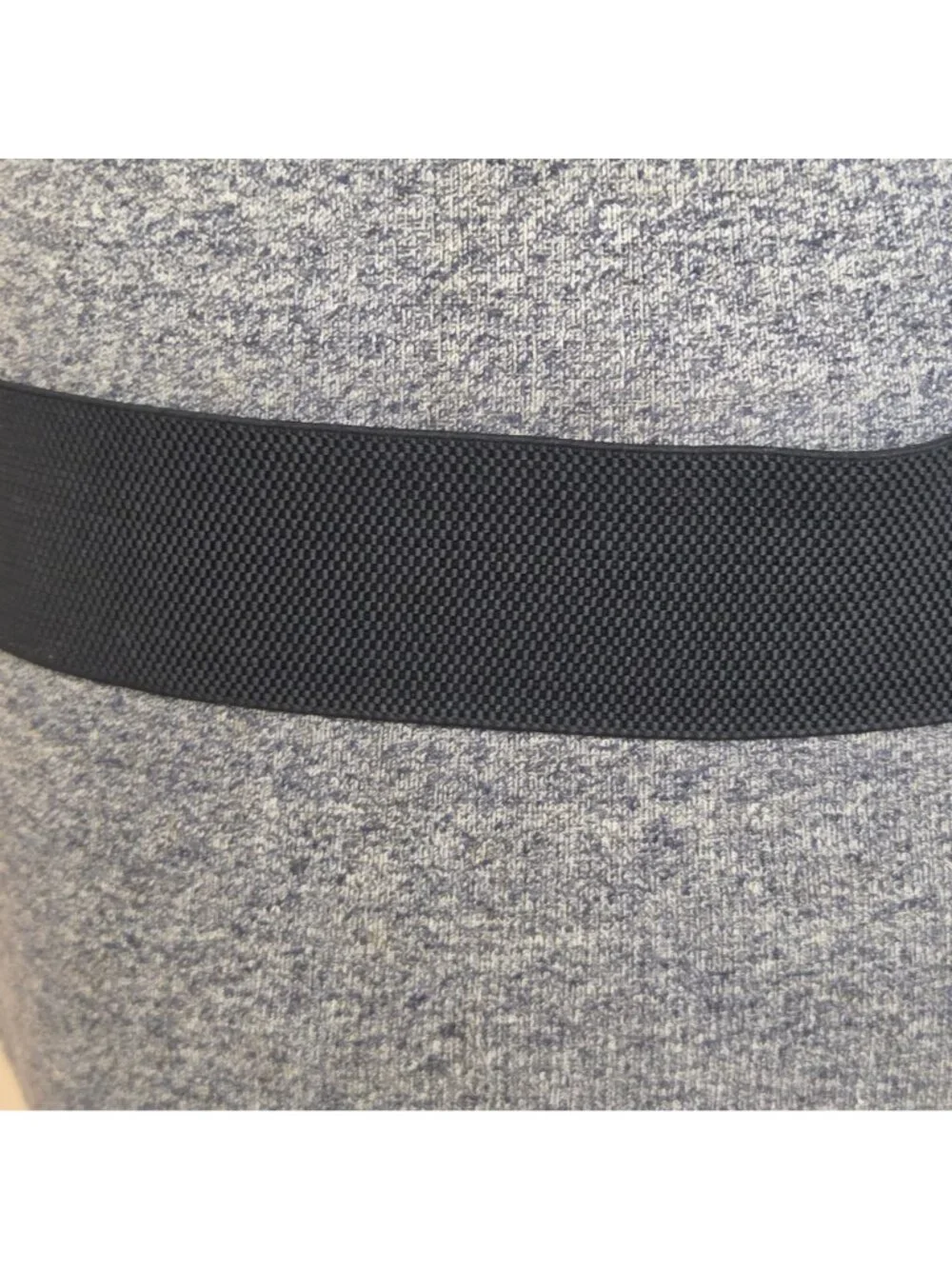 Black Womens Waist Belt Black Elastic Clear Gray Rhinestone Buckle Vintage